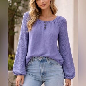 Vintage Dolphin California Purple Crochet Long Sleeve Sweater Size 12 / L